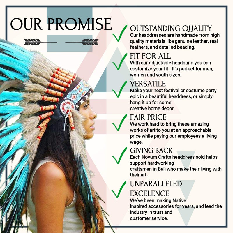 Novum Crafts Feather Headdress | Native American Indian Inspired | Choose Color (Rainbow) - Image 5